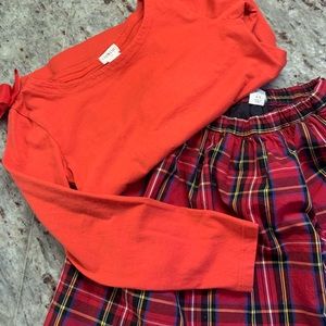 Crewcuts girls bow tee and plaid skirt